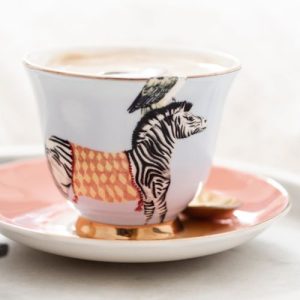 CARNIVAL ZEBRA Tazza da the con piattino Particolare By Yvonne Ellen