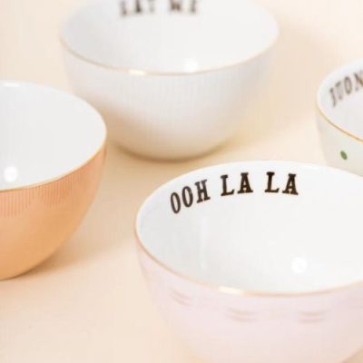 Set 4 bowls cereals Slogan By Yvonne Ellen dettagli dell'interno OOH LA LA