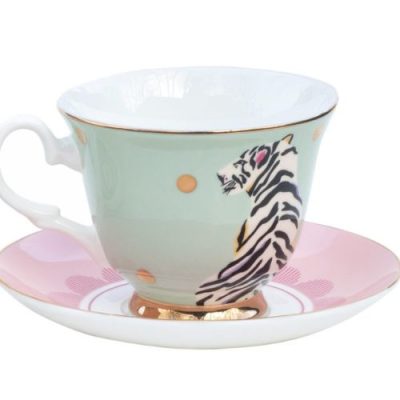 Tiger Tazza da the con piattino By Yvonne Ellen